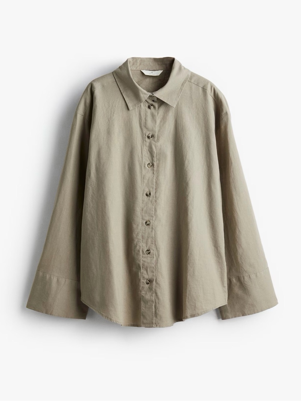 H&M 100% Linen Blend Shirt Jacket in Olive Green and Taupe